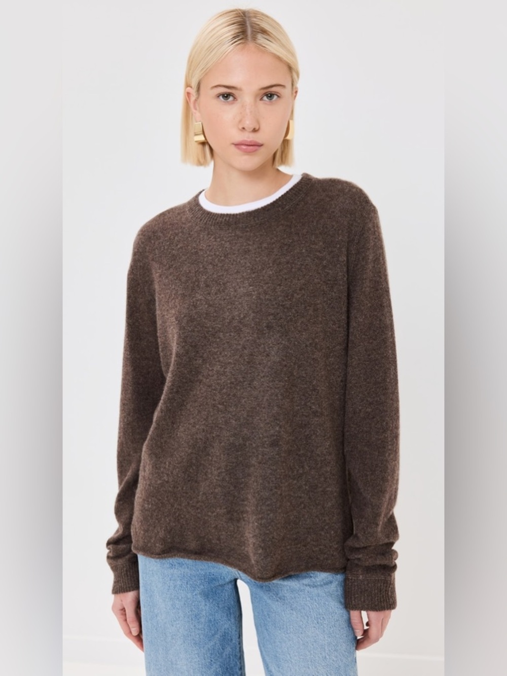 Reformation Cashmere Boyfriend Brown Crewneck Sweater Size Small